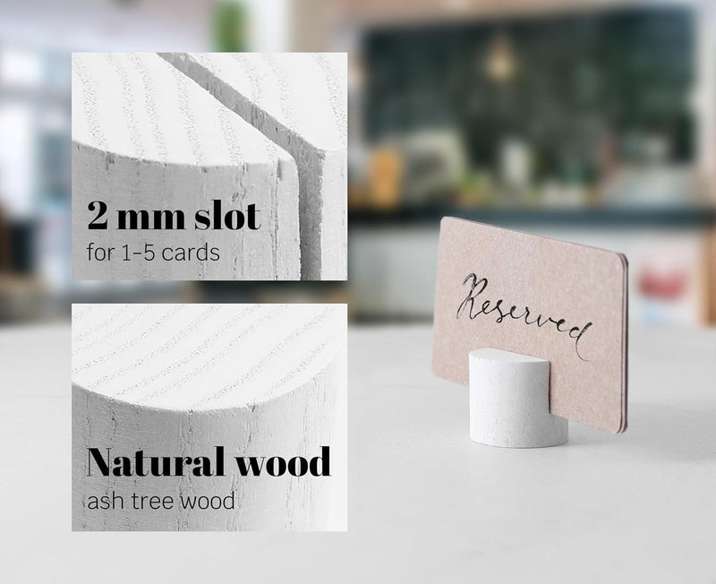 Toros 20 Pack Mini Wood Table Number Holders - Place Card Holders, Dinner Table Card Holders, Name Card Holders for Tables, Wooden Picture and Sign Holder (White) - Image 4