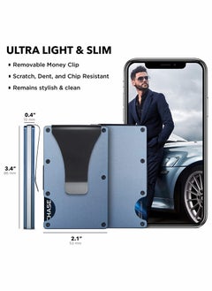 KASTWAVE Minimalist Wallet for Men and Women Front Pocket Wallet RFID Blocking Anti-Theft Slim Aluminum Wallet With Money Clip Credit Card ID Card Passport Holder Elegant Durable Metal Wallet  - Image 3