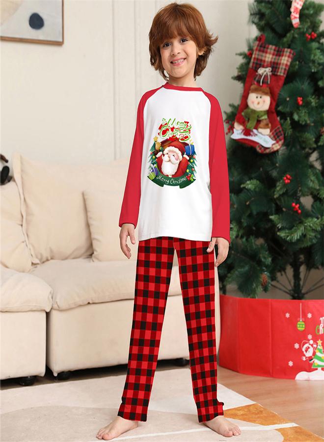 babyqlo Merry Christmas printed t-shirt with checked pajama set for kids - Image 1