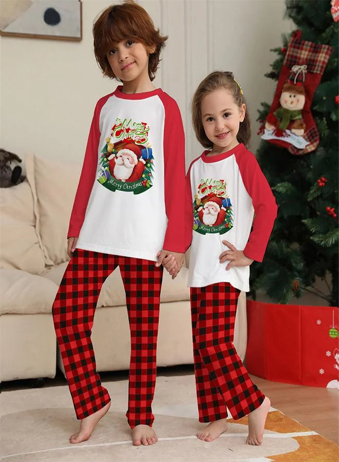 babyqlo Merry Christmas printed t-shirt with checked pajama set for kids