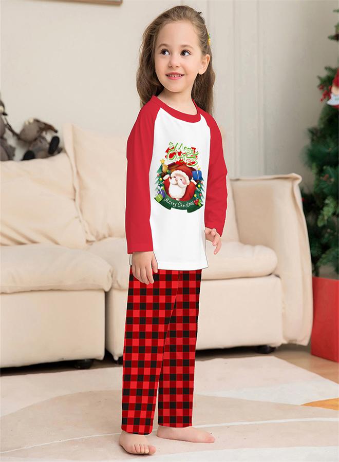 babyqlo Merry Christmas printed t-shirt with checked pajama set for kids - Image 2