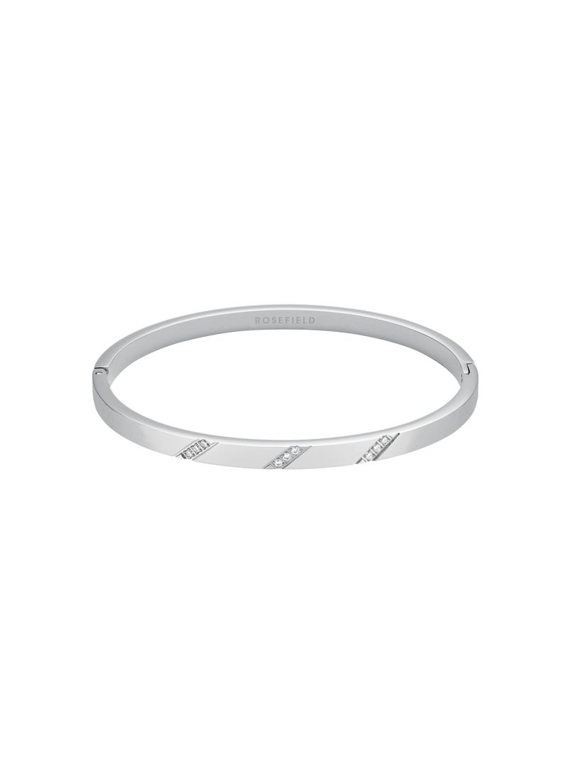 RoseField Rosefield Bangle with Lines of Crystals Silver - JBLCS-J1044  - Image 1