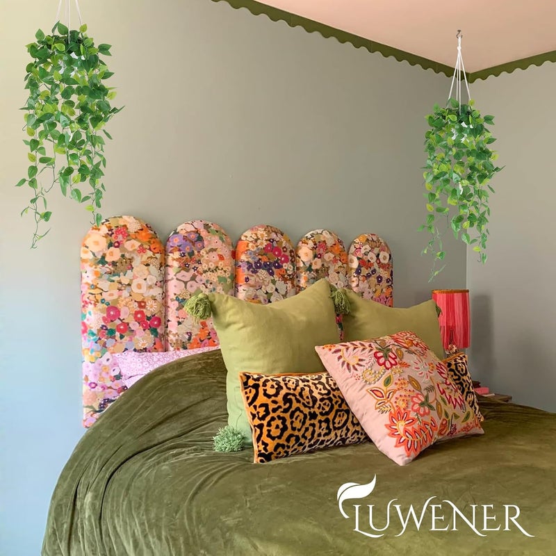 LUWENER Artificial Hanging Plants Set of 2, 50 Inches Total Length Pothos Plant with 2 Hooks Each (No-Drill & Drill), Fake Hanging Plants Indoor for Bathroom Home Kitchen Office Decor - Image 5