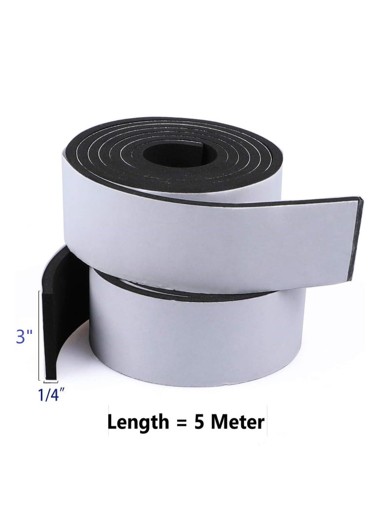 ALLKING Foam Single Sided High Density Self Adhesive Gasket Tape, Weather Stripping Doors and Window Insulation Soundproofing (3"(W) x 1/4"(T) x 5 Mtr (L))  - Image 2