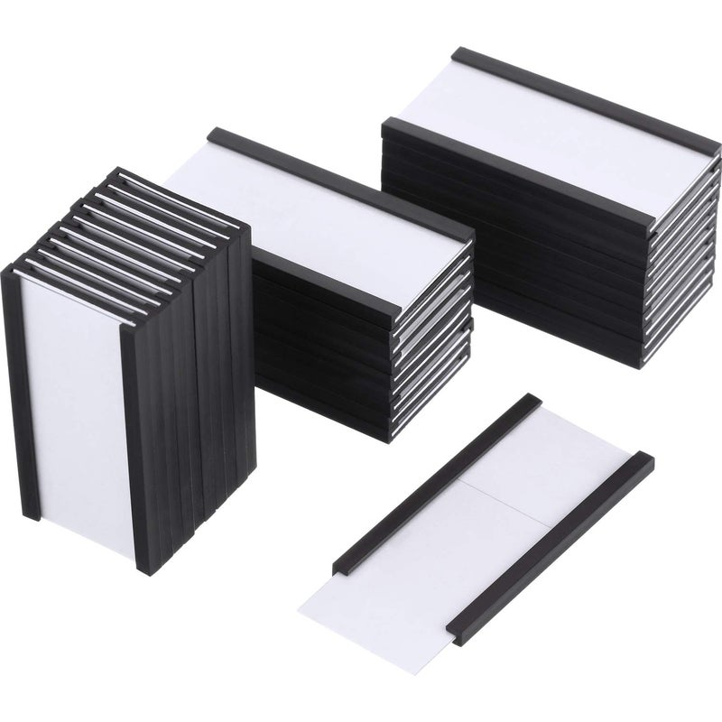 Outus 30 Pack Magnetic Label Holders 1 x 2 Inch with White Card Inserts and Clear Plastic Protectors Magnetic Data Card Holders File Cabinet Labels with Magnets for Shelf Bin Metal Rack - Image 2