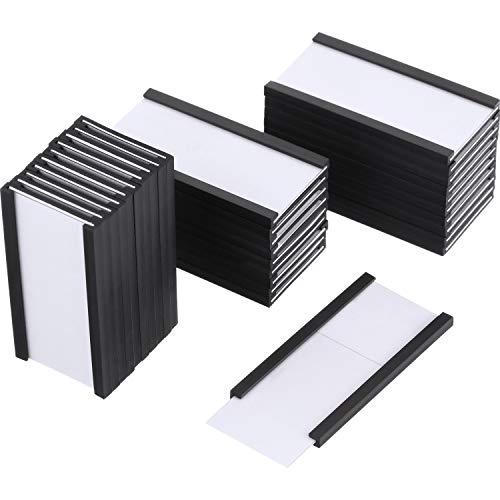 Outus 30 Pack Magnetic Label Holders 1 x 2 Inch with White Card Inserts and Clear Plastic Protectors Magnetic Data Card Holders File Cabinet Labels with Magnets for Shelf Bin Metal Rack - Image 1