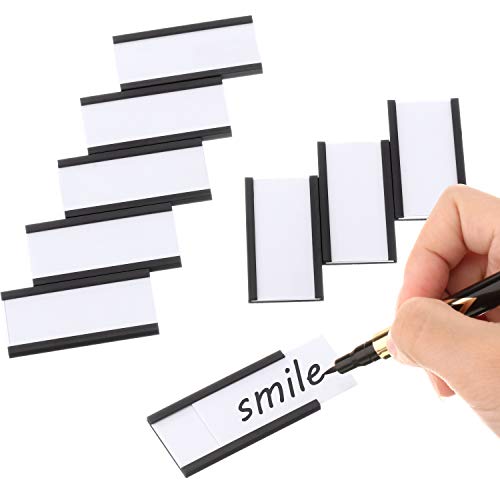 Outus 30 Pack Magnetic Label Holders 1 x 2 Inch with White Card Inserts and Clear Plastic Protectors Magnetic Data Card Holders File Cabinet Labels with Magnets for Shelf Bin Metal Rack - Image 3