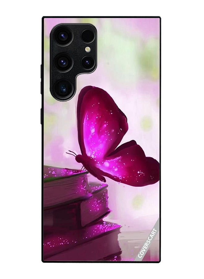 COVERSCART Protective Case Cover For Samsung Galaxy S24 Ultra Dark Pink Butterfly On Books Design Multicolour