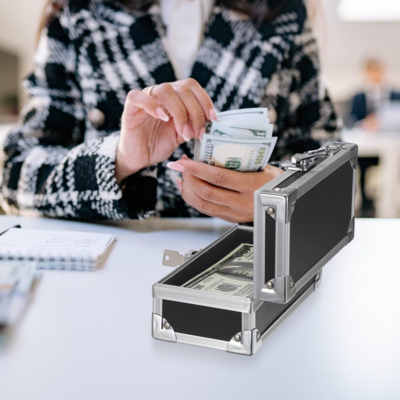 Hipiwe Cash Box with Lock, Aluminium Alloy Money Box for Cash Lockable Money Storage Box Single Row Currency Tray Cash Organizer Piggy Bank for Collector - Image 3