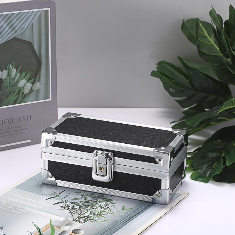 Hipiwe Cash Box with Lock, Aluminium Alloy Money Box for Cash Lockable Money Storage Box Single Row Currency Tray Cash Organizer Piggy Bank for Collector - Image 2