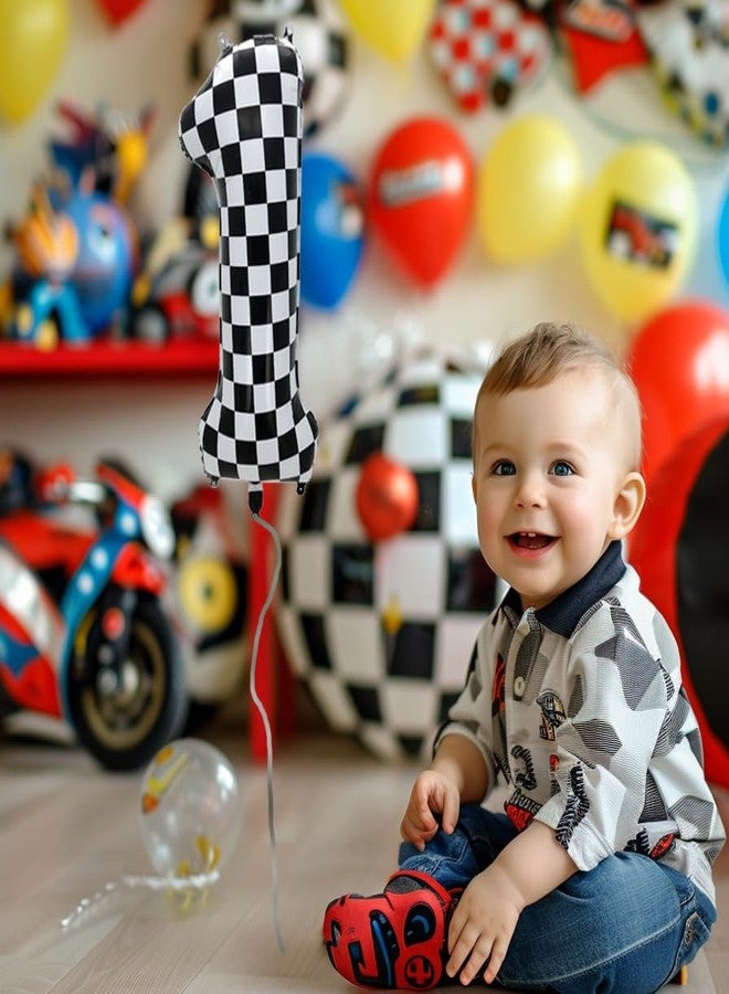 Eoopoon 42 Inch Checkered Number Balloon 2, 2nd Race Car Birthday Party Supplies for Boys Girls, Large Black and White Number 2 Balloon Party Decorations (Checkered 2) - Image 5