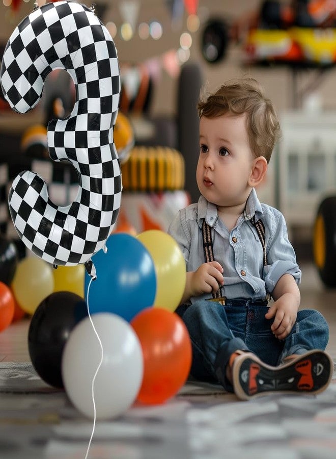 Eoopoon 42 Inch Checkered Number Balloon 2, 2nd Race Car Birthday Party Supplies for Boys Girls, Large Black and White Number 2 Balloon Party Decorations (Checkered 2) - Image 4