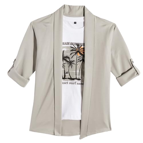 CAVIO Boys Full Sleeves Solid Shrug with T-Shirt Grey - Image 1