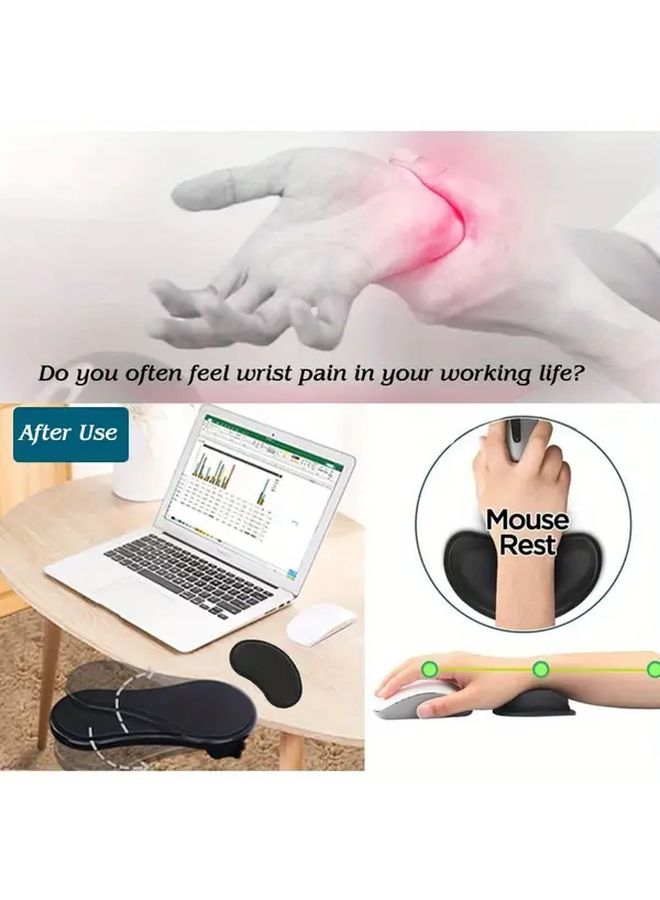 Black Adjustable Desk Arm Support Ergonomic Wrist Rest For Keyboard Mouse - Image 4
