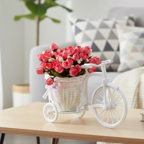Corslet Cycle Shape Flower Vase with Peonies Bunches for Home Décor Table Bedroom Living Room Office Bathroom Decorative Gift Items for Home (25 l cm x 16 h cm) - Image 3