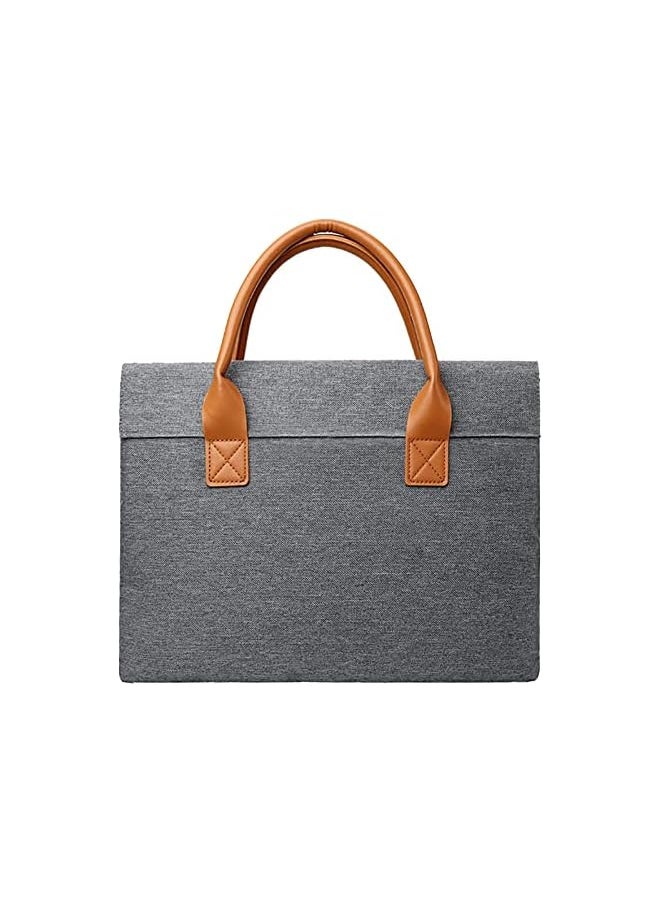 13-14.4 Inch Laptop Sleeve Bag Slim Briefcase Handle Bag with PU Handle & Magnetic Open Close, Computer Business Protective Case for 13-14 Inch Macbook Notebook, Gray