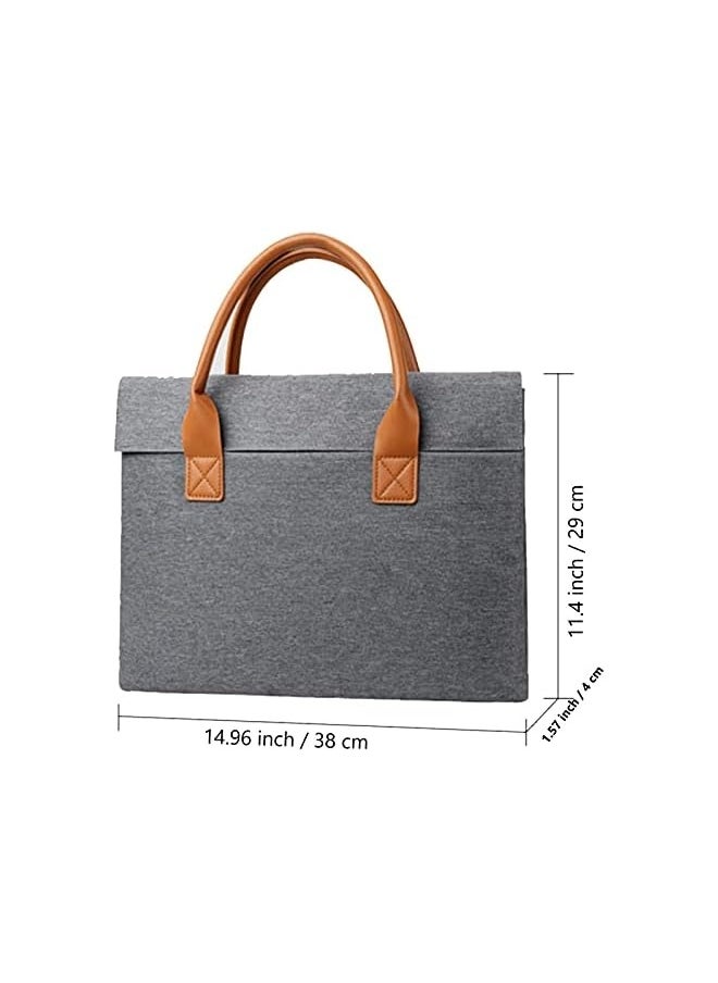 13-14.4 Inch Laptop Sleeve Bag Slim Briefcase Handle Bag with PU Handle & Magnetic Open Close, Computer Business Protective Case for 13-14 Inch Macbook Notebook, Gray