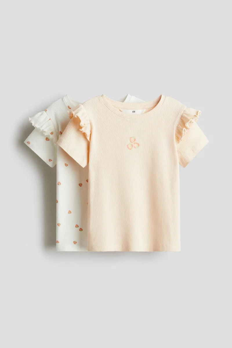 H&M 2-pack frill-trimmed cotton tops