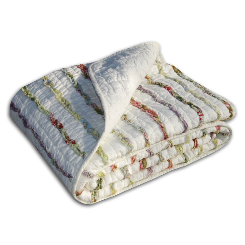 Greenland Home 100% Cotton Bella Ruffle Textured Throw Blanket, 50 x 60 inches, Multicolored - Image 3