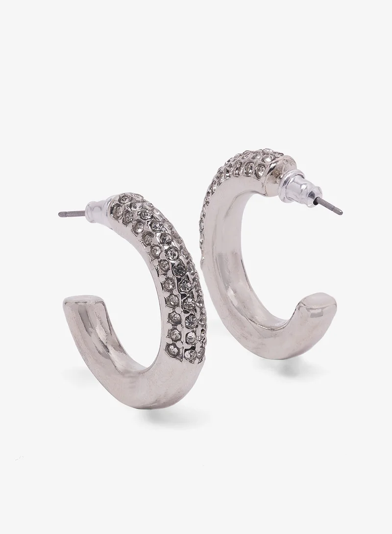 ايلا ليمتد اديشن Diamonte Rhinestone Embellished Hoop Earrings