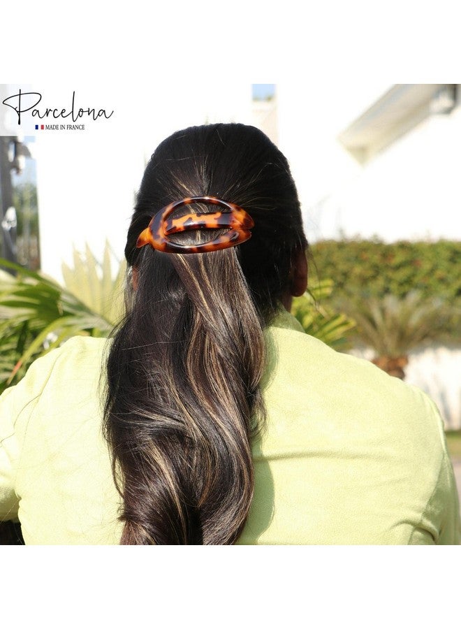 Parcelona French Buckle Cut Out Savana Large 4” Celluloid Made In France Automatic Hair Clip Barrette For Women And Girls (Savana) - Image 2