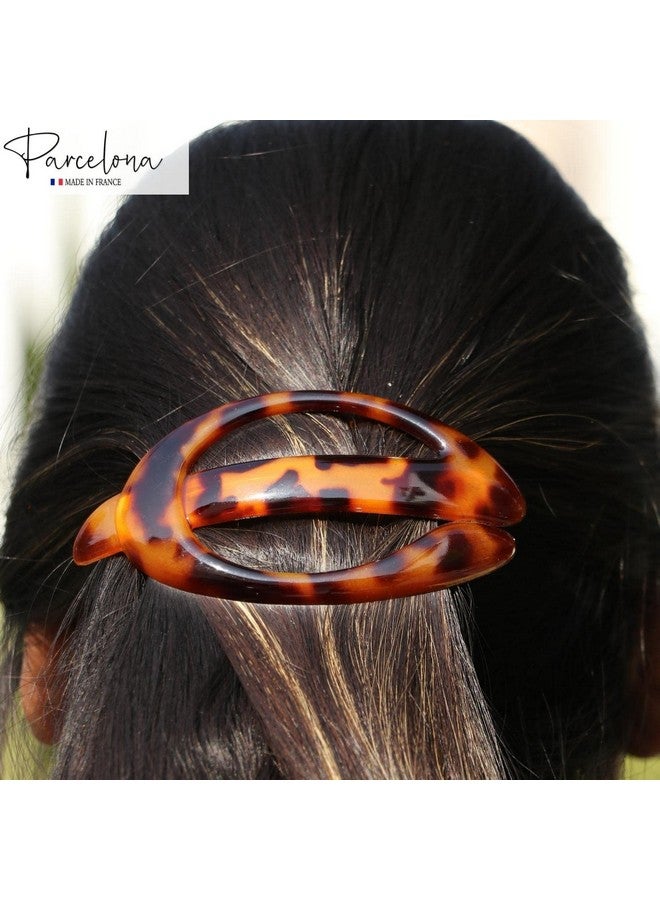 Parcelona French Buckle Cut Out Savana Large 4” Celluloid Made In France Automatic Hair Clip Barrette For Women And Girls (Savana) - Image 3