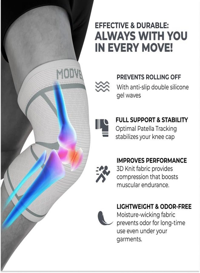 Modvel 2 Pack Knee Brace for Women & Men - Workout Knees Compression Sleeve for Knee Pain Relief Joint Support for ACL, Arthritis, Meniscus Tear Knees Brace for Sports, Rodilleras para Gym Fitness - Image 4