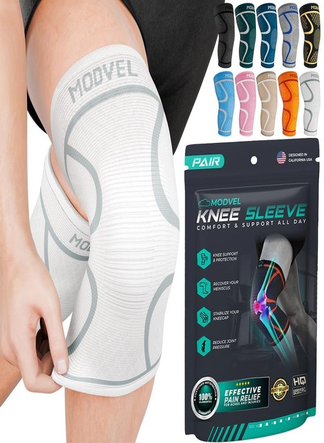 Modvel 2 Pack Knee Brace for Women & Men - Workout Knees Compression Sleeve for Knee Pain Relief Joint Support for ACL, Arthritis, Meniscus Tear Knees Brace for Sports, Rodilleras para Gym Fitness - Image 1