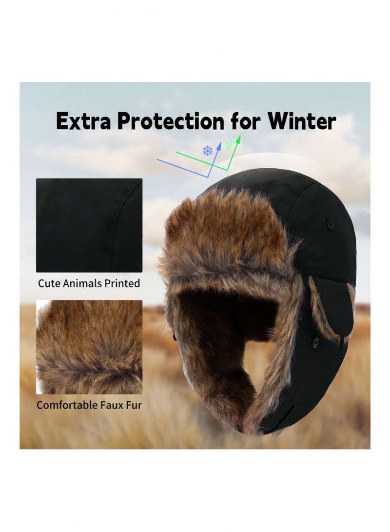 Halamodo Unisex Trapper Hat with Earflaps Weatherproof  Nylon Faux Fur Lined Russian Ushanka Hunting Hat Thick Plush Trooper Hat with Full Coverage Double Shell for Outdoor Use in Winter - Image 2