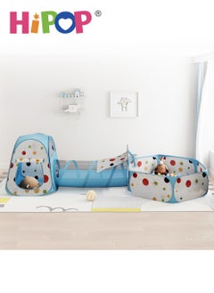HIPOP Kids Play Tent House with Tunnel,Basket Hoop and Ball Pool,Children Indoor Outdoor Playhouse Toys  - Image 1