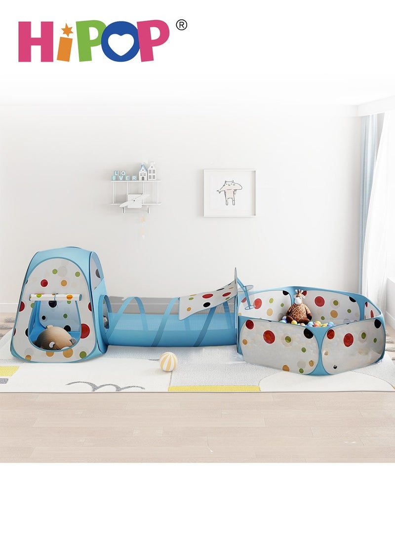HIPOP Kids Play Tent House with Tunnel,Basket Hoop and Ball Pool,Children Indoor Outdoor Playhouse Toys  - Image 1
