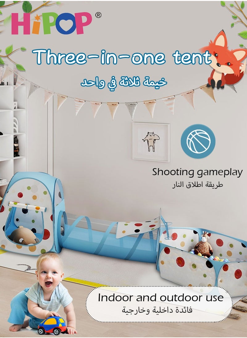 HIPOP Kids Play Tent House with Tunnel,Basket Hoop and Ball Pool,Children Indoor Outdoor Playhouse Toys  - Image 2