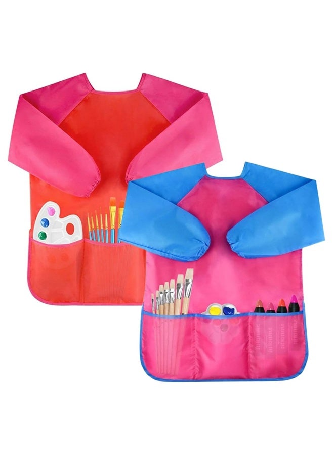 م apron مائي للأطفال بكم طويل مع 3 جيوب للرسم والخبز والحرف، للعمر 3-8 سنوات - Image 1
