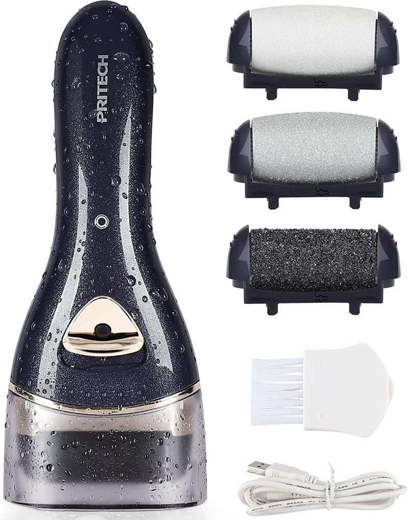 pritech Electric Feet Callus Removers Rechargeable, Portable Electronic Foot File Pedicure Tools, Electric Callus Remover Kit, Professional Pedi Feet Care for Dead, Hard Cracked Dry Skin Ideal Gift (Black) - Image 1