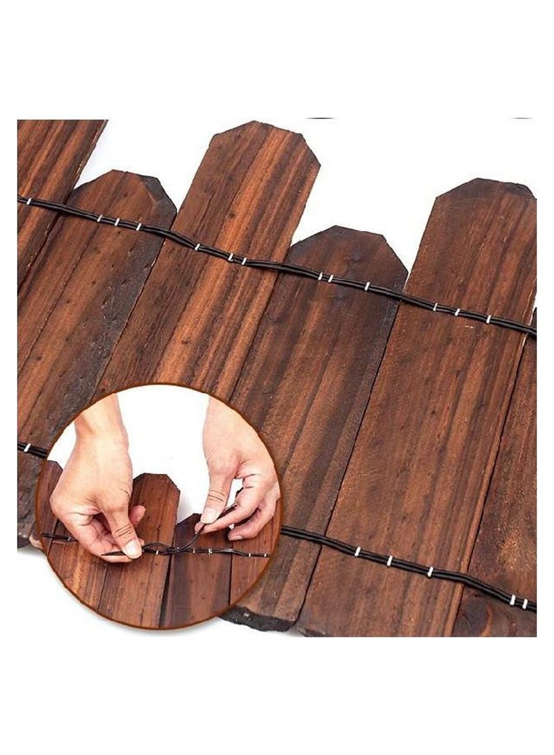 LINGWEI Small Picket Fencing Garden Fence Brown - Image 4