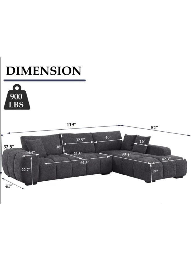 Poppins Home Luxury Modern Sectional Sofa â€“ Three Seater Fabric Corner Lounge Set (Green, Right Chaise)  - Image 2