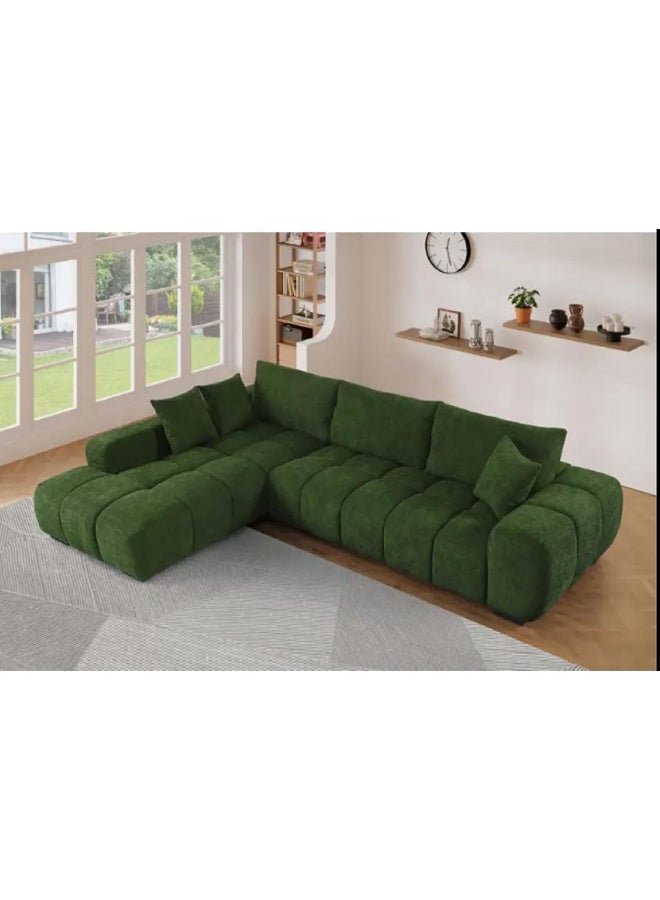 Poppins Home Luxury Modern Sectional Sofa â€“ Three Seater Fabric Corner Lounge Set (Green, Right Chaise)  - Image 3