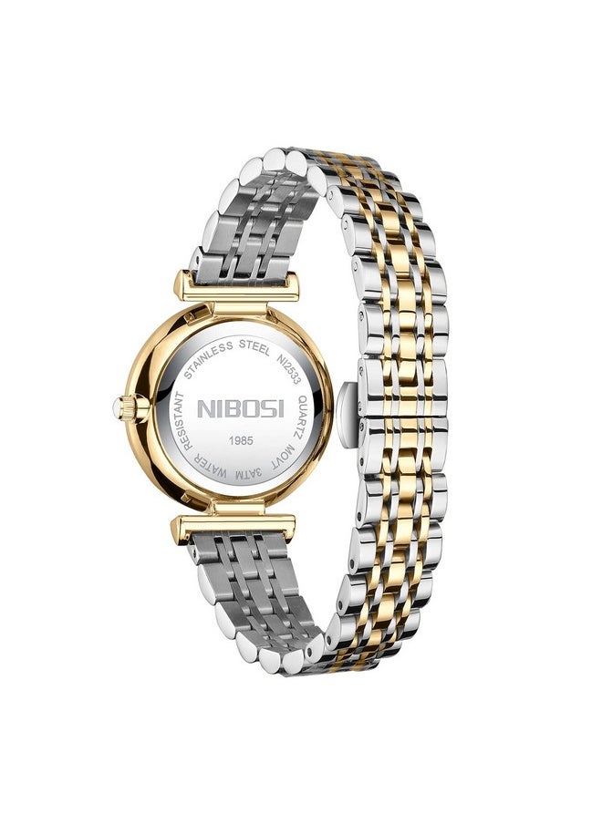 NIBOSI Women Watches Analogue White Dial Gold Silver Band Stainless Steel Wrist Watches for Women's & Girls&Miss&Ladies Rose Gold Dial Watch with Stylish Diamond Studded Watches - pzsku/Z51E5D2AEAB02DA87641DZ/45/_/1738306414/51e951b0-5a0c-42ff-ba5f-4948643b7461