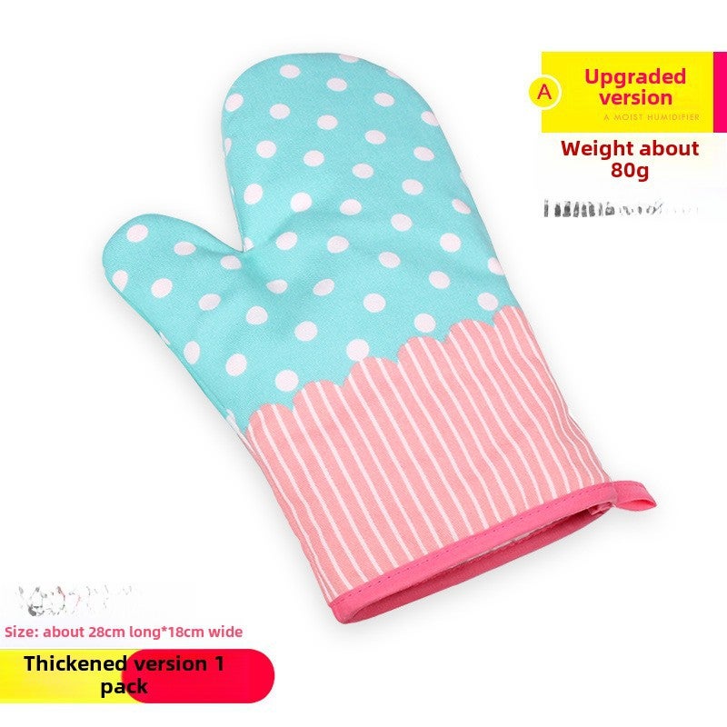Thick Cotton Insulated Oven Gloves Blue polka dot Blue polka dot