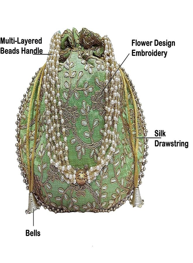 4EV7 Potli Batwa Bag Wedding potli for Ladies Gift for Women Handbags Ethnic Embroidery Women Fashion Potli - Image 3