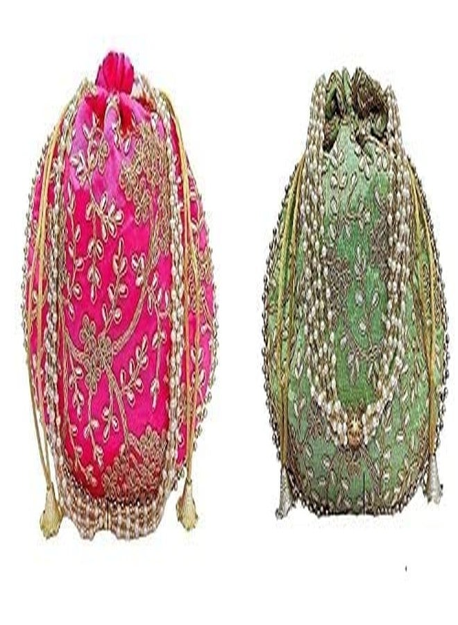 4EV7 Potli Batwa Bag Wedding potli for Ladies Gift for Women Handbags Ethnic Embroidery Women Fashion Potli - Image 1