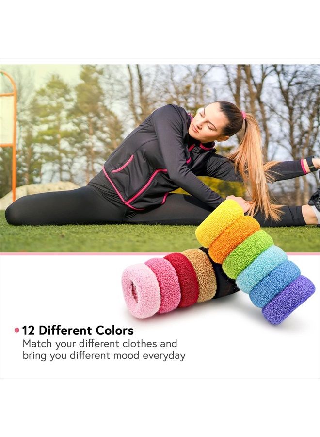 MARY LAVENDER Large Stretch Thick Hair Ties for All Hair Types Seamless Terry Cloth Hair Ponies Elastics Ponytail Holders Knit Hair Scrunchies for Thick Hair Hair Accessories No Damage for Women Girls - Image 3