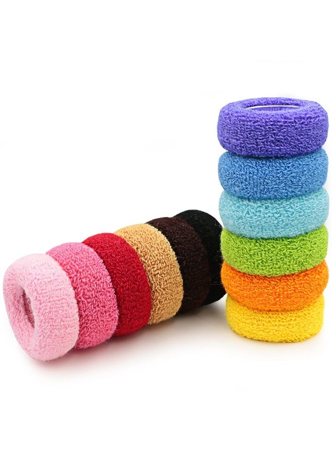 MARY LAVENDER Large Stretch Thick Hair Ties for All Hair Types Seamless Terry Cloth Hair Ponies Elastics Ponytail Holders Knit Hair Scrunchies for Thick Hair Hair Accessories No Damage for Women Girls - Image 1