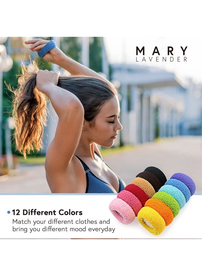 MARY LAVENDER Large Stretch Thick Hair Ties for All Hair Types Seamless Terry Cloth Hair Ponies Elastics Ponytail Holders Knit Hair Scrunchies for Thick Hair Hair Accessories No Damage for Women Girls - Image 2