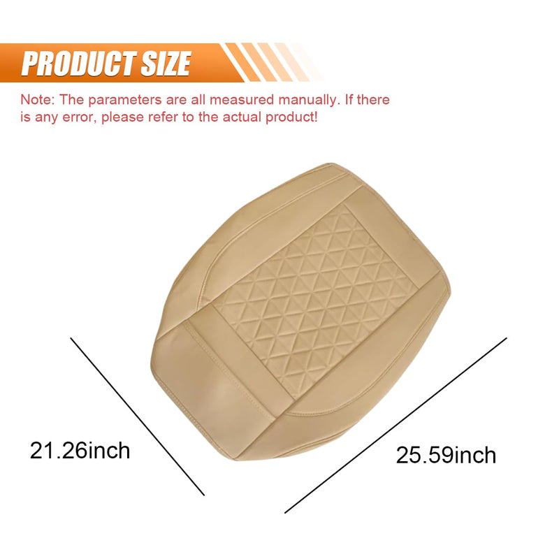 UHANBUT Luxury Faux Leather Car Seat Cover, Anti-Slip Waterproof Universal Front Bottom Seat Protector with Storage Pocket, Triangular Pattern Vehicle Seats Cushion for Sedans, SUVs, Trucks (Beige) - Image 2
