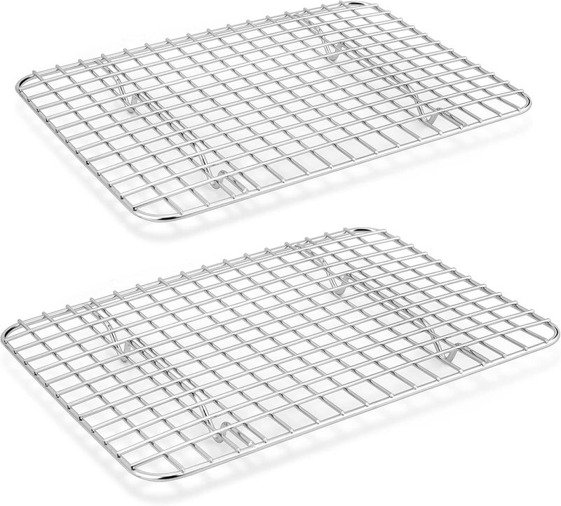 E-far Cooling Baking Rack Set of 2, E-far Stainless Steel Grid Wire Rack for Oven Roasting Cooking Bacon, 11.6” x 9.2” Grilling Broiling Racks for Cooling Cookie Cake, Non-toxic & Dishwasher Safe Stain resistant - Image 1