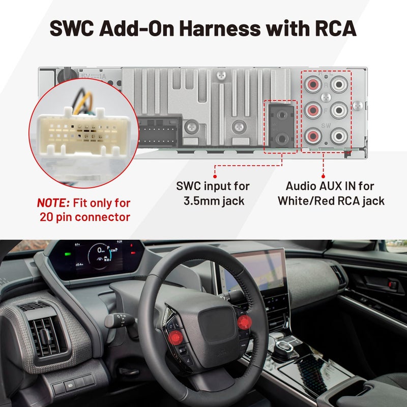 RED WOLF Steering Wheel Control Wire Harness with RCA 20-Pin Connector for Toyota 2003-2011 Camry, 2004-2012 Highlander, Lexus 2002-2003 ES330, 2003-2009 GX470 OEM SWC Retain Add-on Aftermarket Radio - Image 4