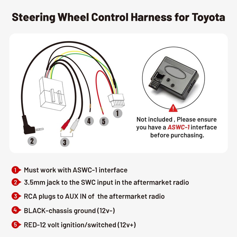 RED WOLF Steering Wheel Control Wire Harness with RCA 20-Pin Connector for Toyota 2003-2011 Camry, 2004-2012 Highlander, Lexus 2002-2003 ES330, 2003-2009 GX470 OEM SWC Retain Add-on Aftermarket Radio - Image 3