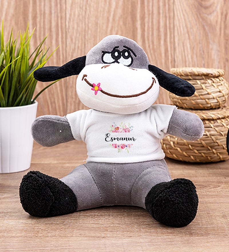 Hediye Dükkanı Gift Shop Personalized Plush Donkey with Flower Frame 