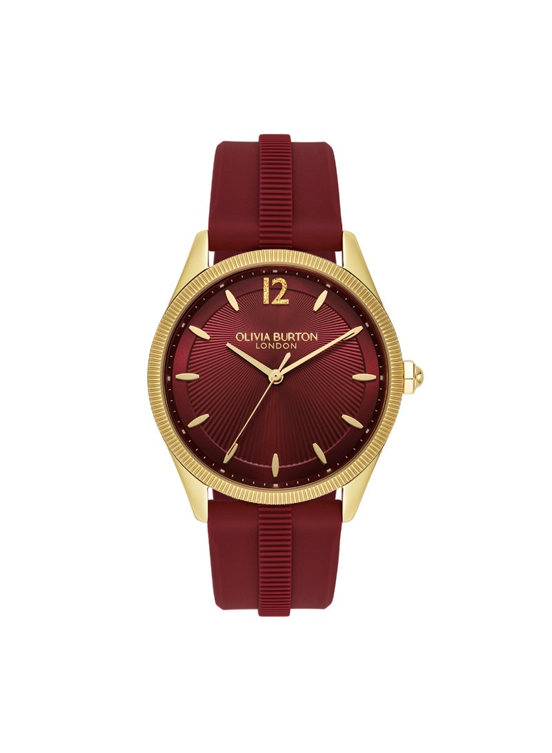 OLIVIA BURTON ROUND ANALOG WOMEN'S CRANBERRY CASE WATCH - 24000182 - Image 1